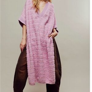 Free People Pink Knit Pullover Poncho